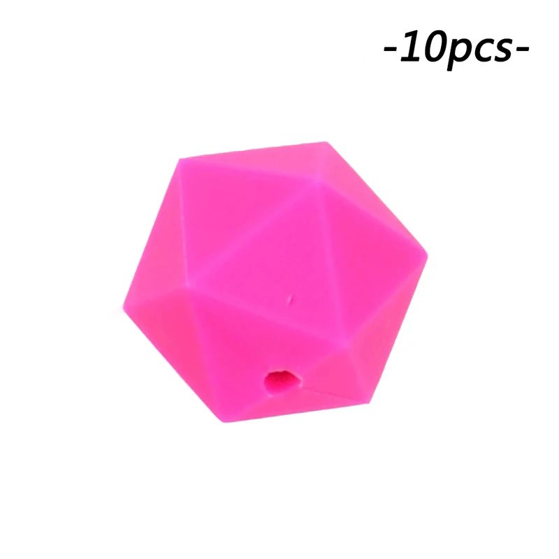 violet red 10 шт./лот икосаэдр Прорезыватели бусины СИЛИКОНОВЫЕ BPA бесплатно мультфильм шестиугольник Силиконовые Прорезывание Зубов Бисер ребенок прорезывание зубов игрушки подарок - Цвет: violet red