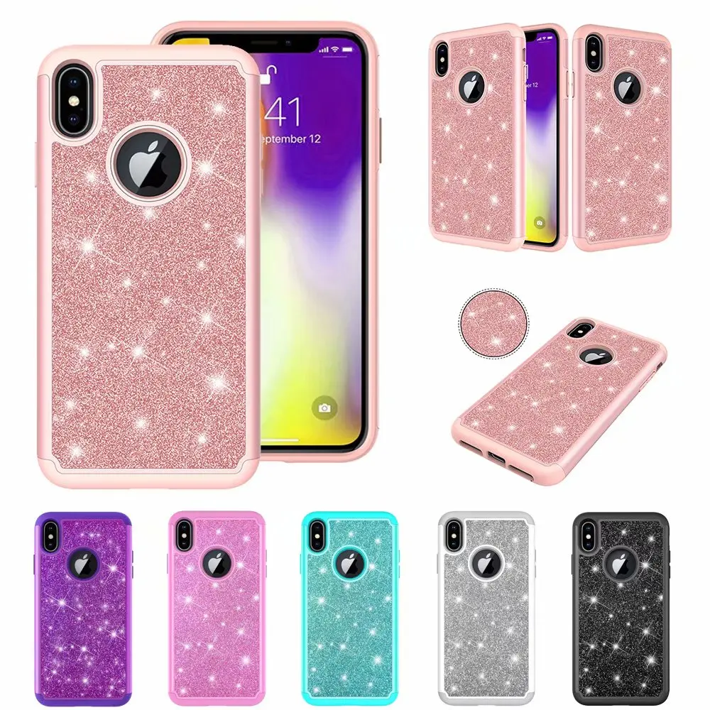 Для iphone 7 6 6s 8 Plus X XR XS Max Чехол Прочный PC + TPU 2 слоя гибридный полный корпус защита от