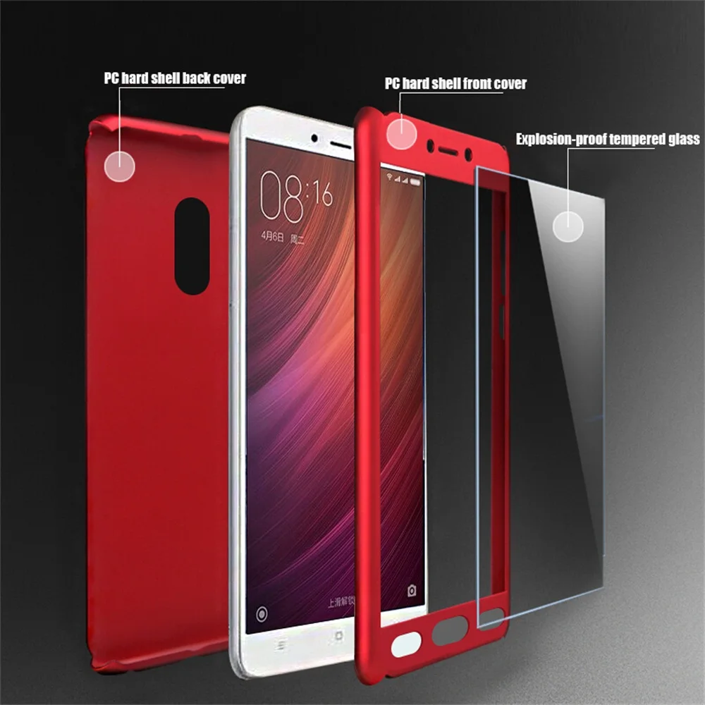 KINBOM 360 Full Protection Case For Xiaomi Redmi 6 5 5a 6plus 4 5plus 4X Note 6pro Note7 Phone Cover |