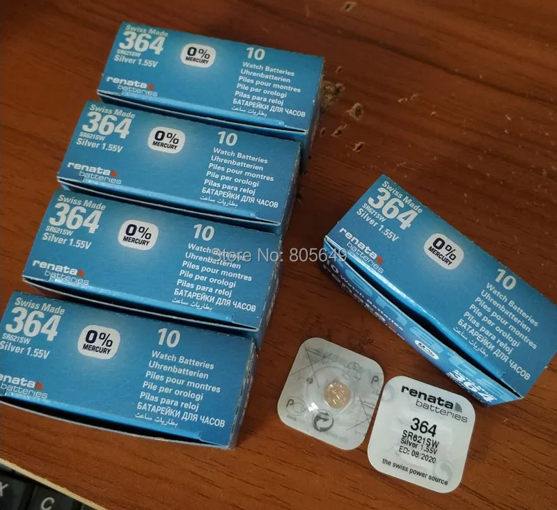100Xrenata Серебряный оксид часы батарея 364 SR621SW 621 1 55 V 100% оригинальный бренд renata батарея|watch battery 364|watch batterybattery |