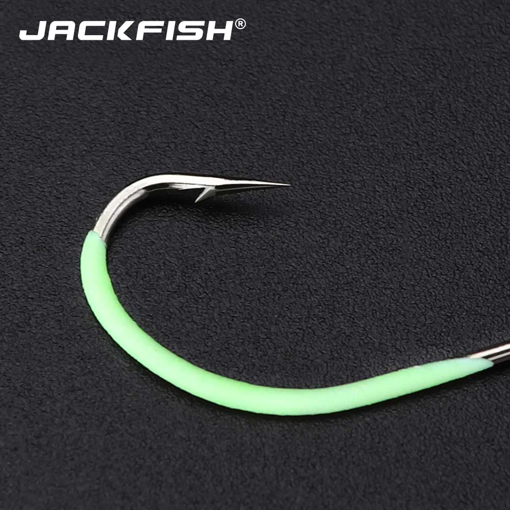 JACKFISH 10 шт./лот светящийся рыболовный крючок из высокоуглеродистой стали #9 #18