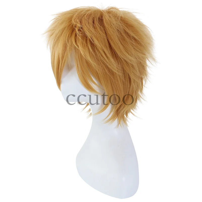 Ccutoo 30 см/1" Vocaloid Kaito темно-синего цвета с короткими аксессуар для волос пушистой цветок синтетический парик для студенческой вечеринки теплостойкое волокно
