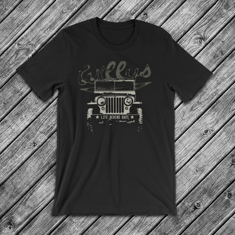 Willys Jeep Life Behind Bars T-Shirt Rubicon Cj Car Brand T Shirt 2018 Fashion Round Neck Best Selling Male Natural Cotton Tees |