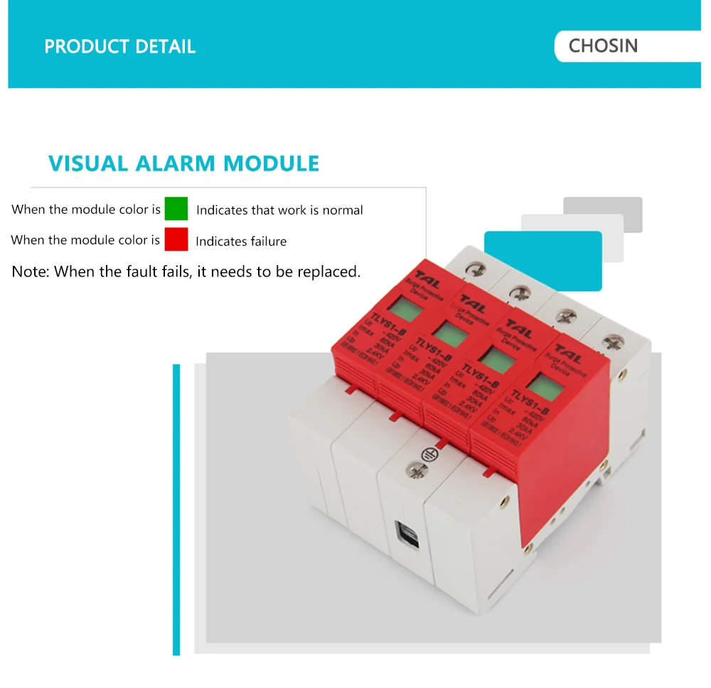 Защита от перенапряжения B60-4P 30KA~ 60KA 275 V 385 V 420 V AC Spd House защитное Низковольтное предохранительное устройство 3 P+ N защита от молнии
