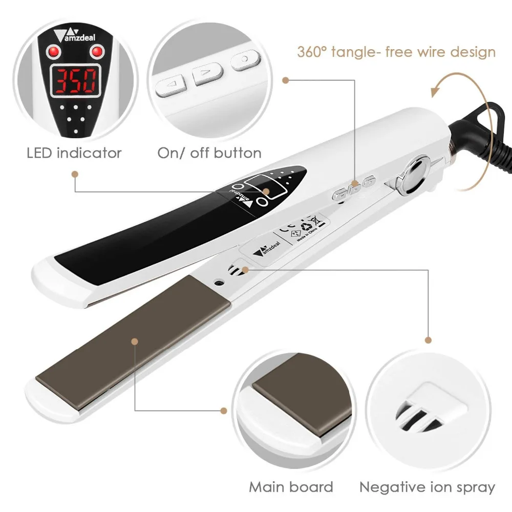 Выпрямитель для волос 470 ℉ Титановая пластина Flat Iron 240г. ℃ Высокотемпературные