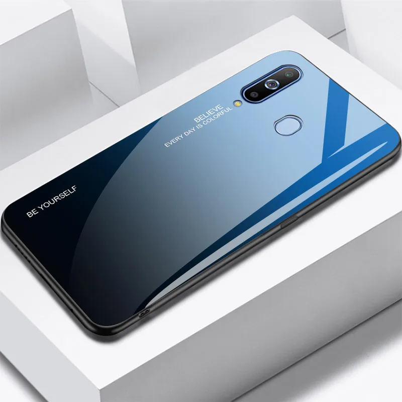 7 Чехлы с закаленным стеклом для samsung Galaxy A70 чехол A50 A30 A20E A20 A10 M30 M20 M10 A750 на спине градиент Цвет бампер для A9Pro - Цвет: 7