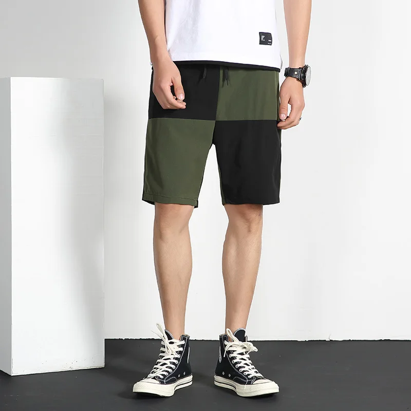 

Cotton Casual Short Pants Dropshipping Men's Five Pants Loose Beach Casual Pants Color Matching Shorts Pantalones Cortos Hombre