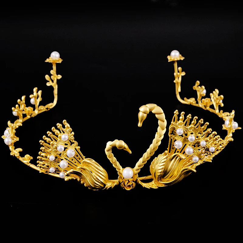 HIMSTORY винтажная двойная танцевальная Корона лебедя Тиара Свадебные аксессуары