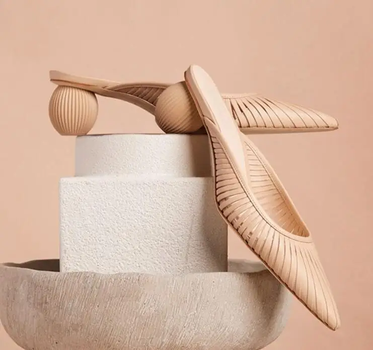 apricot slippers XGRAVITY/Новинка; не сужающийся книзу массивный каблук; Летние босоножки на каблуках необычные дизайнерские босоножки на высоком каблуке; модная женская обувь для вечеринок; шлепанцы с острым носком для женщин; B045 - Цвет: apricot slippers