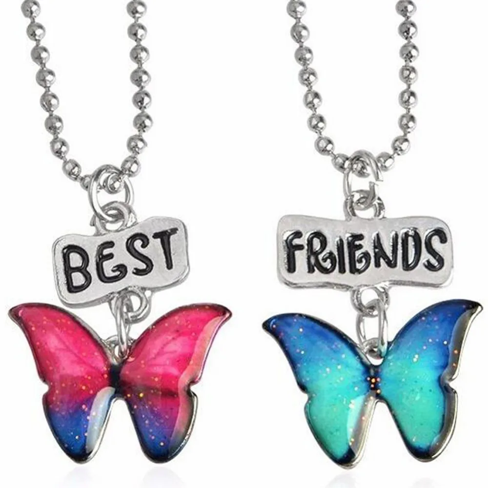 2 шт./компл. подвеска с изображением бабочек и надписей Best Friends детская