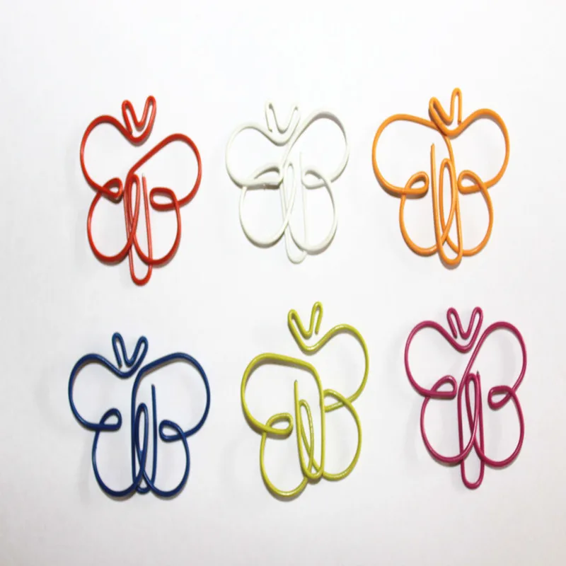 

100pcs creative cute cartoon butterfly shaped paper clips funny animal metal bookmark crafts clips office supplies