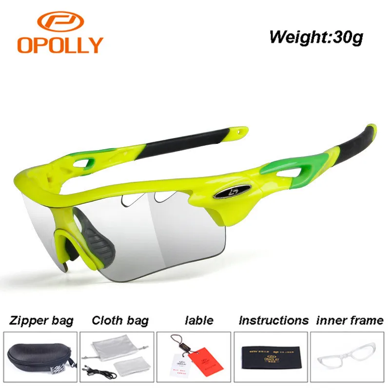 fluo green Светильник 30 г фотохромные велосипедные солнцезащитные очки Обесцвечивающие очки для верховой езды, рыбалки, велосипедные солнцезащитные очки UV400 Солнцезащитные очки - Цвет: fluo green
