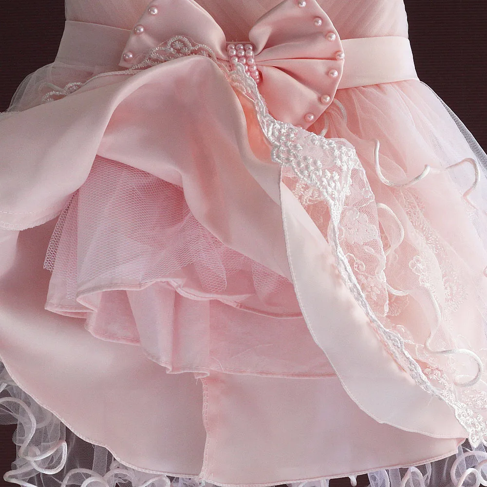 Birthday Toddler Baby Girls Baptism Dress Christams Costumes Newborn Kids Princess Christening Dresses with Pearls Bow pink | Детская