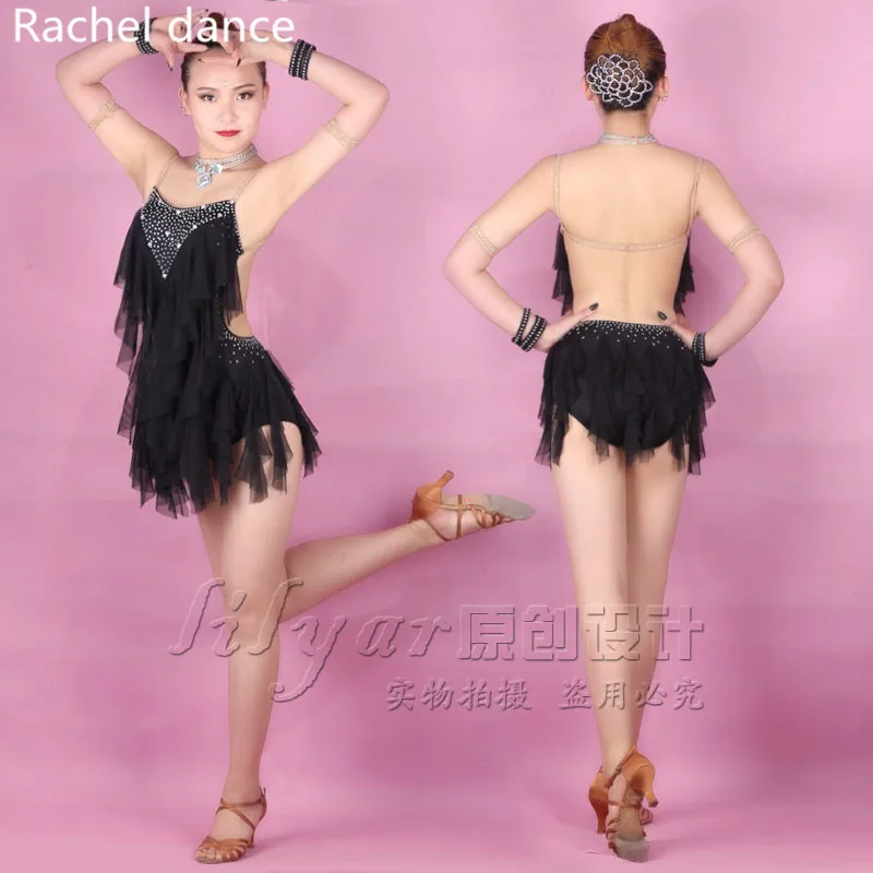 Женское платье для латиноамериканских танцев откровенное с кисточками и ремнями