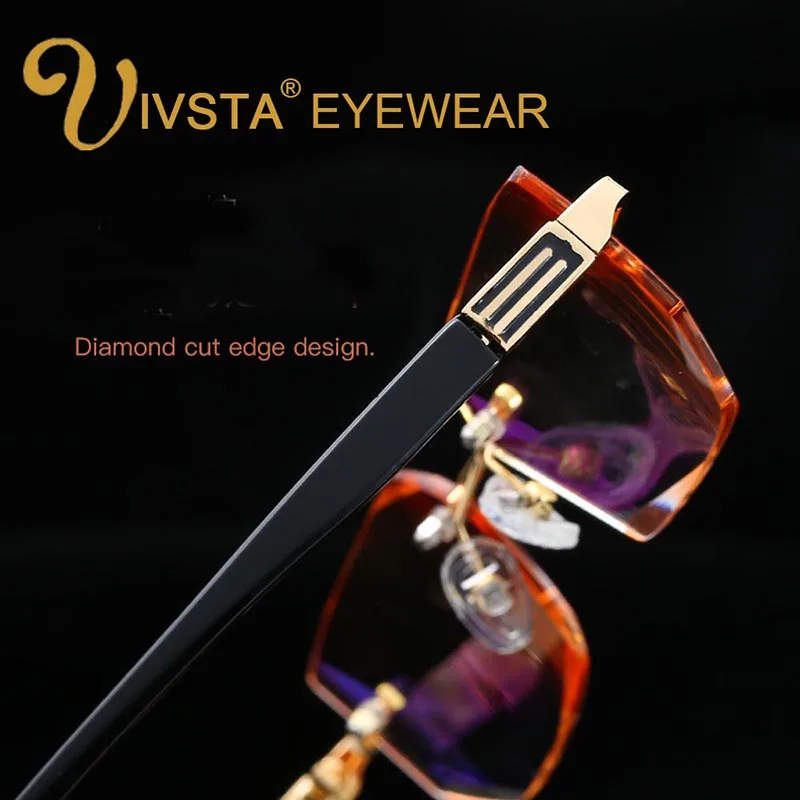 

IVSTA High Quality Reading Glasses Women Diamond Cut Design Anti Radiation Rimless Frame for Amblyopia Hyperopia +1.0 +2.0 +2.5