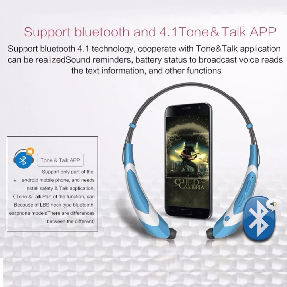 Шейным Спортивные Наушники V4.1 Bluetooth наушники Беспроводной гарнитура стерео Шум