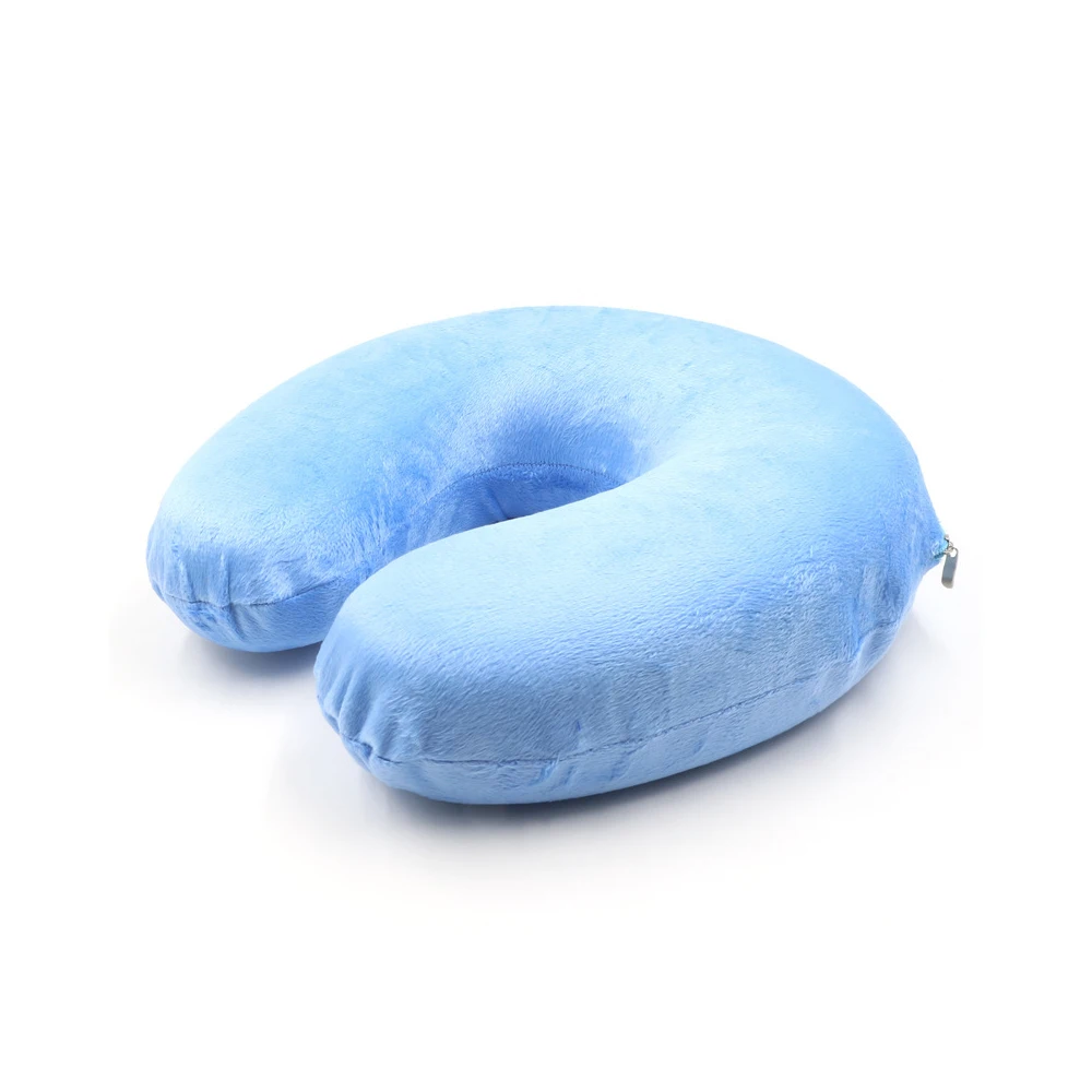 Light Blue U-образная дорожная подушка с эффектом памяти, хлопковые подушки для шеи, дорожная защитная подушка для шеи, аксессуары для путешествий - Цвет: Light Blue