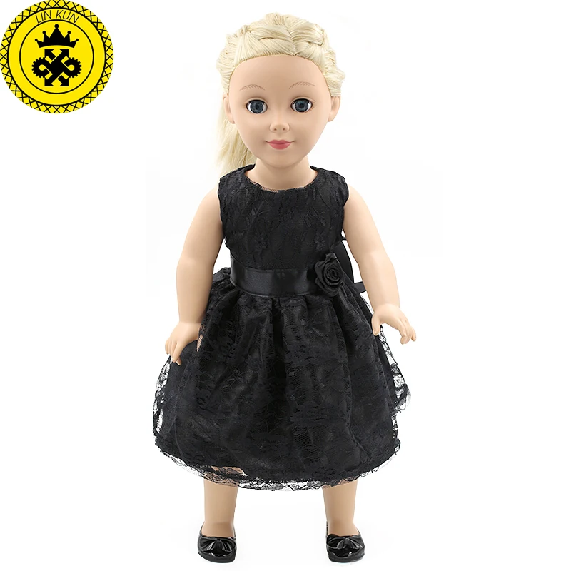 18 дюймов девочка кукла одежда Размеры: &quotручной работы для девочек черное платье