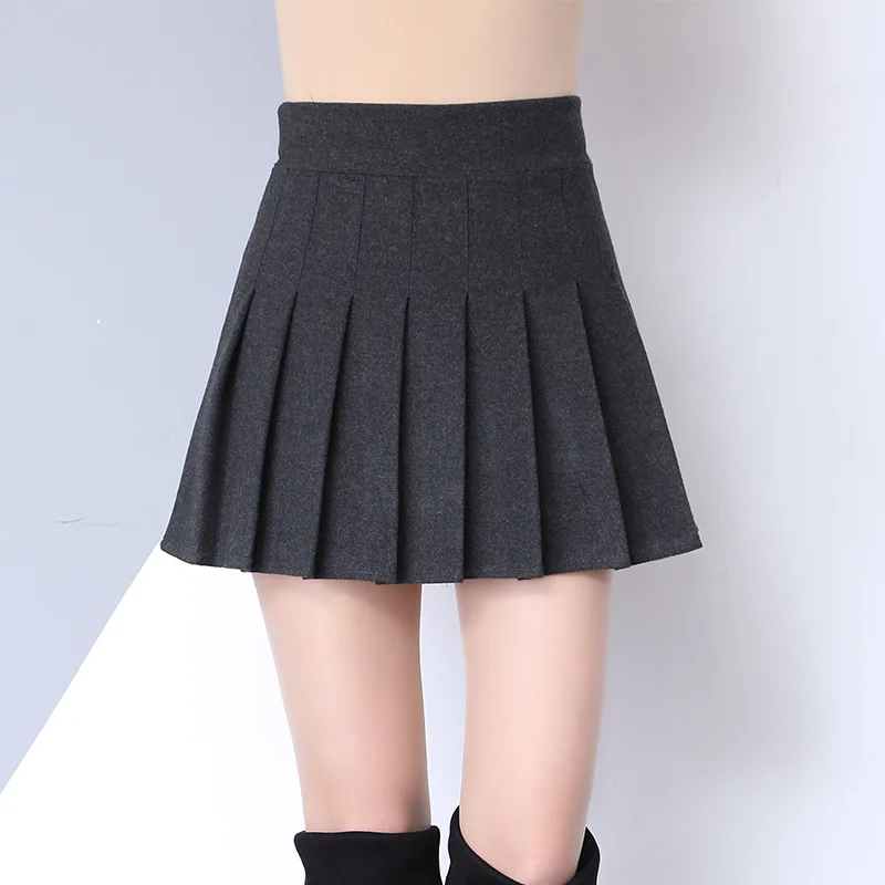 Женская плиссированная юбка черная мини большого размера с высокой талией и