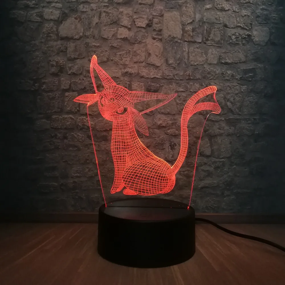 3D визуальная Таблица лампа игра Покемон го фигурка роль Пикачу Дженни Черепаха 7 цветов Изменение ночник домашний декор ребенок Рождественский подарок игрушка