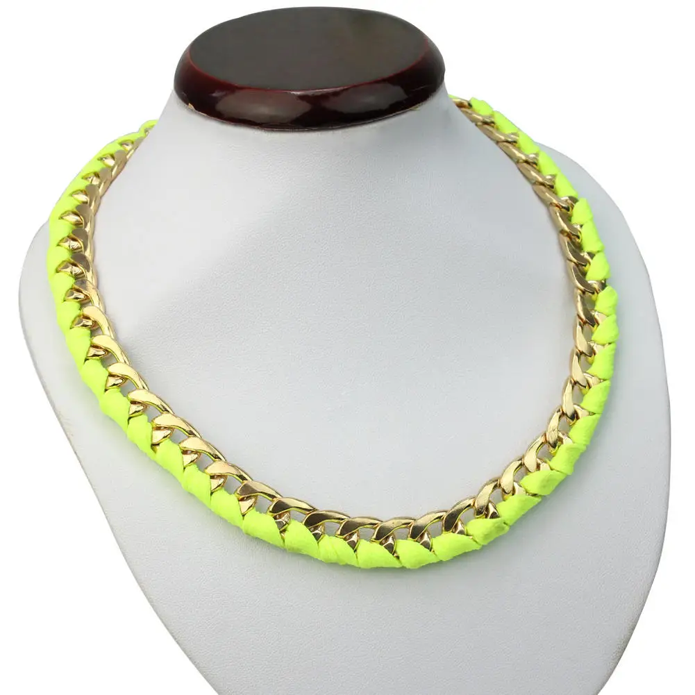 Refaxi Благородный Довольно Чисто Ручной Вязки Веревка Ожерелье Glow Неон