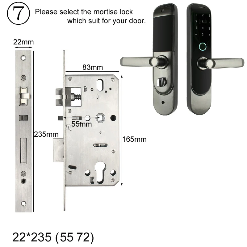 Size 7 RAYKUBE электронный дверной замок с Биометрическим отпечатком пальца/Bluetooth/цифровой/13,56 МГц IC карта разблокировка без ключа врезной замок - Цвет: Size 7