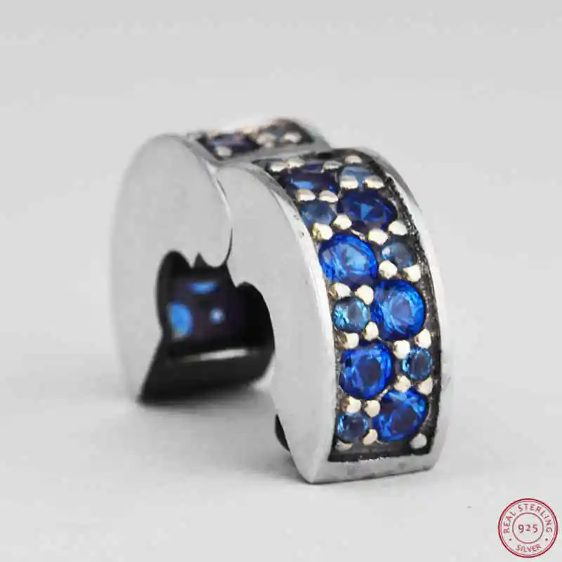 Синяя мозаика яркая элегантность распорка клип бусины DIY Fit PANDORA Подвески Серебро 925 для женщин ювелирных изделий CL032C