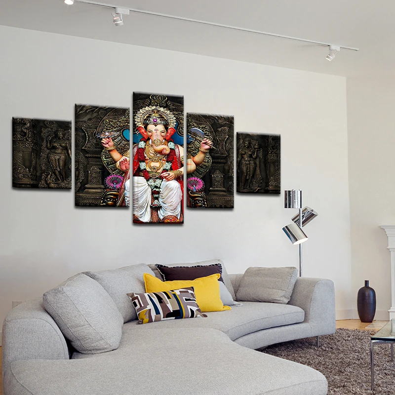 Модульная картина из 5 предметов Тибетский буддизм Ганеш Абстрактная Картина на