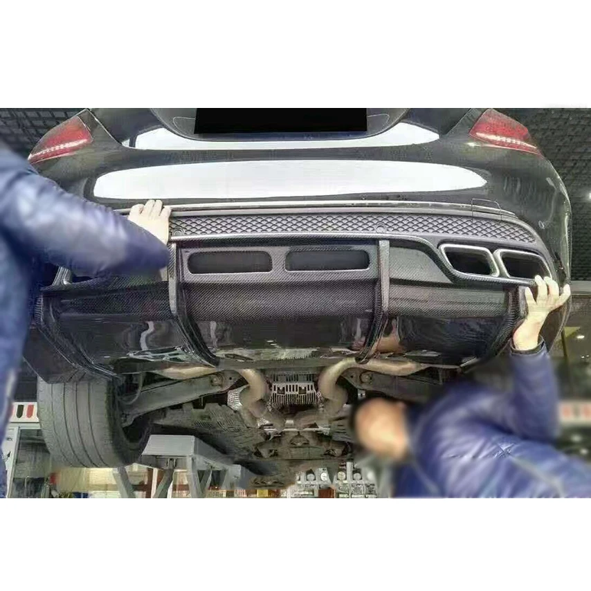 P Стиль углеродного волокна задний бампер для губ Диффузор для Mercedes Benz C Class W205 C205 C63 AMG Coupe