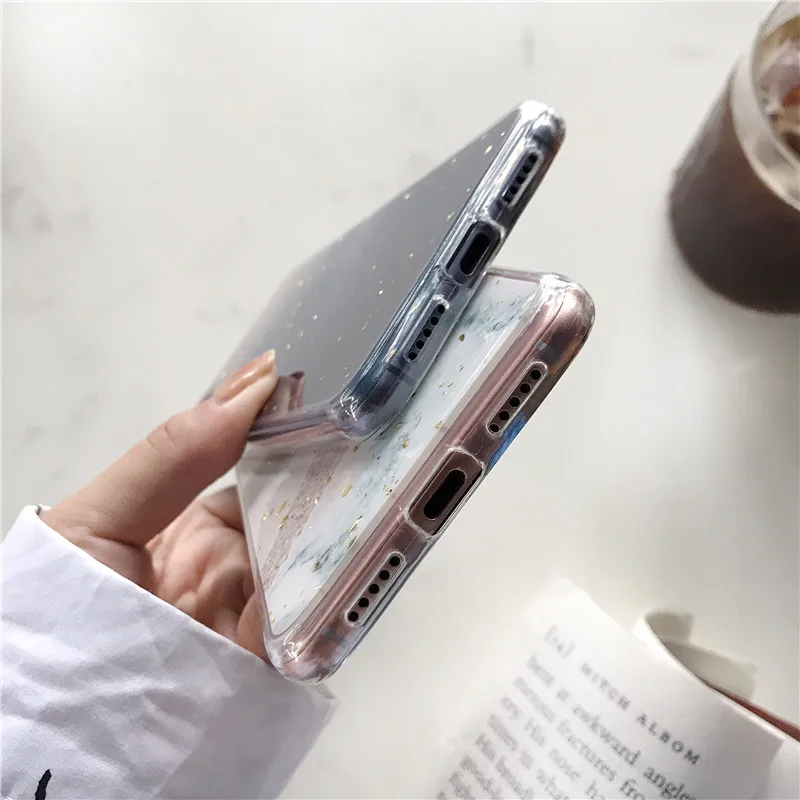 Блеск Мрамор чехол для samsung Galaxy S10 плюс S10e S9 Note 8 9 A9 A7 крышка на силиконовый накладка из мягкого с кольцом-подставкой