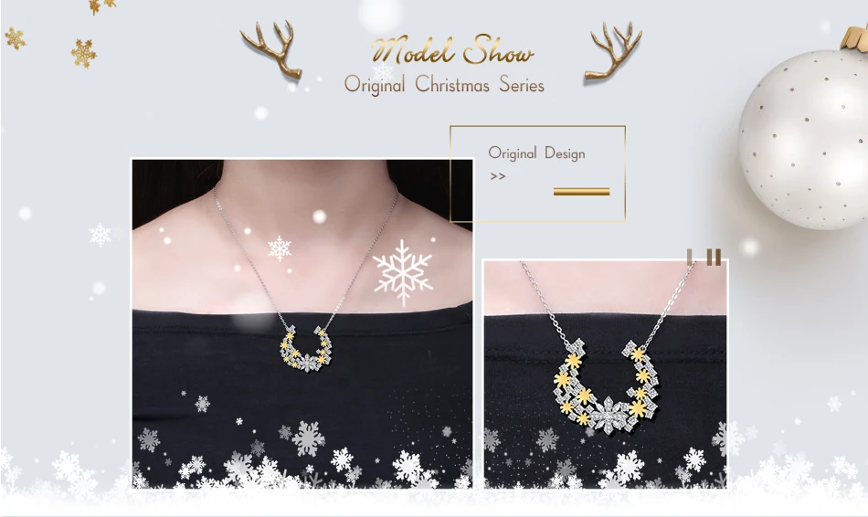 ORSA JEWELS, женские ожерелья, подвеска в виде снежинки, романтичный стиль, женские зимние Оригинальные Серебряные вечерние ювелирные изделия ON159