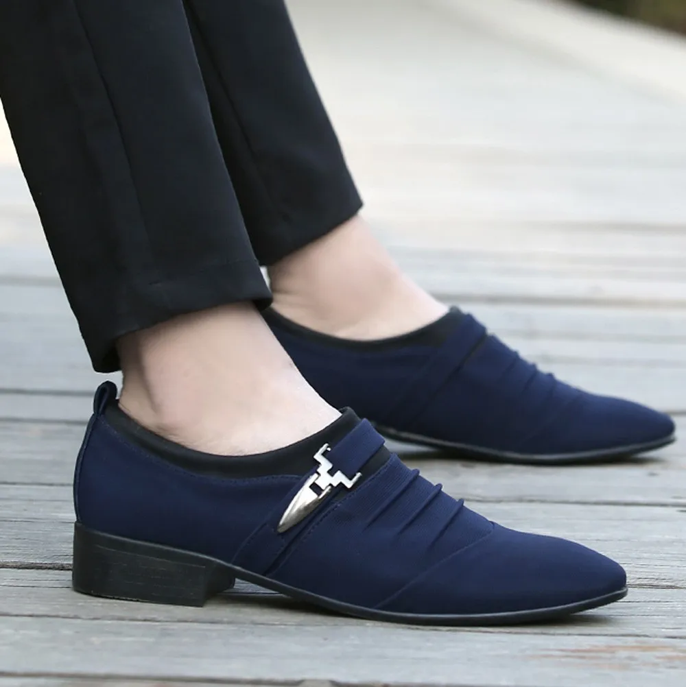 zapatos hombre vestir Men wedding canvas Shoes Breathable formal Leather 2019 Casual Mens Flats Loafers | Обувь