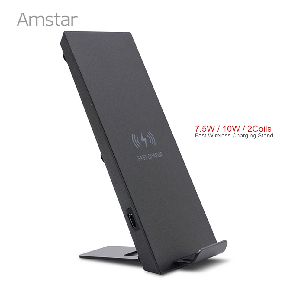Беспроводное зарядное устройство Amstar Qi для iPhone 11 Pro Max X XR XS двойные катушки 10 Вт