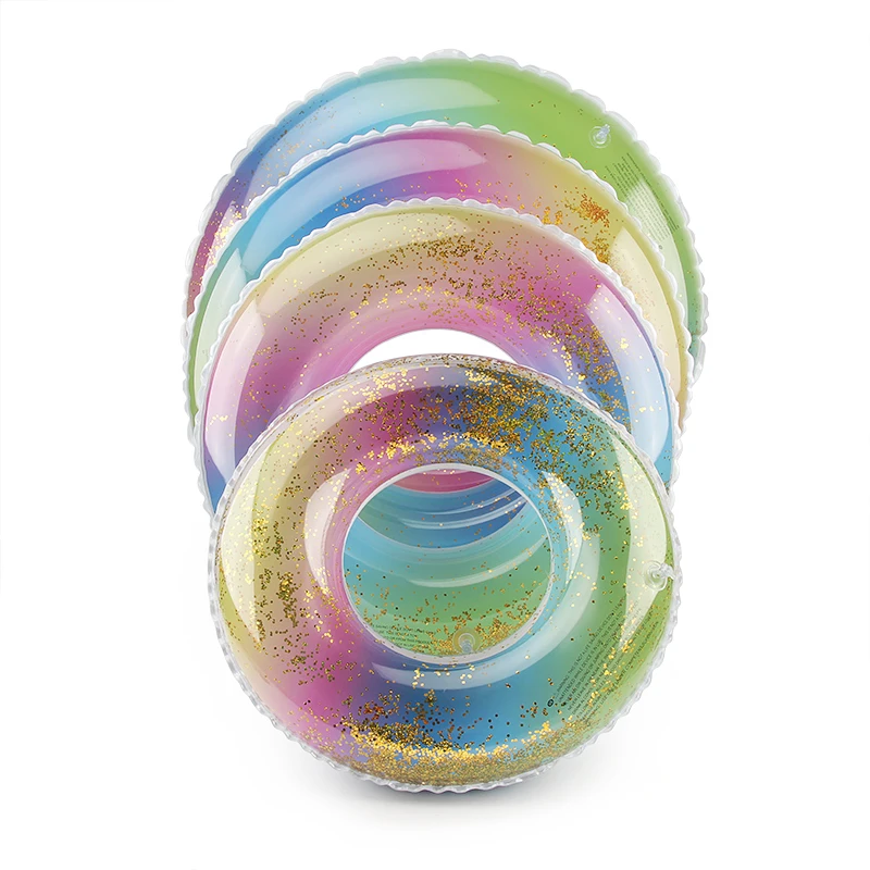 Красочные Блестки плавательное кольцо надувной поплавок Радуга для взрослых
