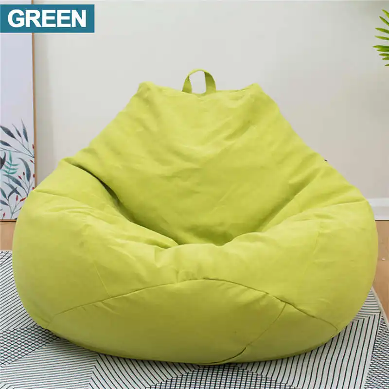 green XL Мешок для бобов, Одноцветный шезлонг, стул, диван, хлопок, лен, Beanbag, диваны, водонепроницаемый, чучело, для хранения игрушек, чехол для стула, для гостиной - Цвет: green XL