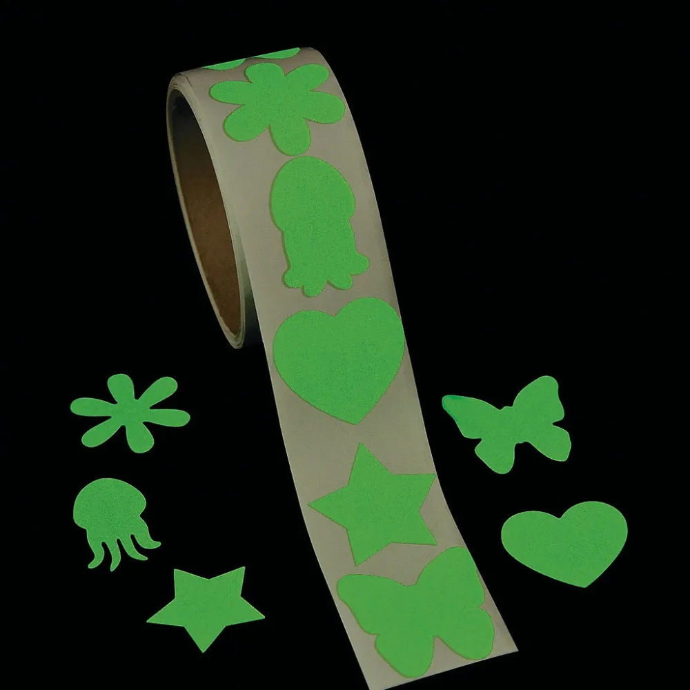 100 шт светится в темноте уплотнительные этикетки Звезда Сердце Бабочка