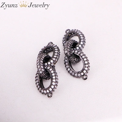 5 шт. ZYZ320-5825 Micro Pave коннектор CZ браслет, звено цепи соединитель браслет, CZ бар соединитель цепи для женщин или мужчин ювелирные изделия - Окраска металла: Black Connector