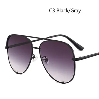 C3 Black.Grey Солнцезащитные очки пилота HBK, большая оправа, Ретро стиль, для женщин и мужчин, фирменный дизайн, женские и мужские,, новые модные очки для улицы, уф400 - Lenses Color: C3 Black.Grey