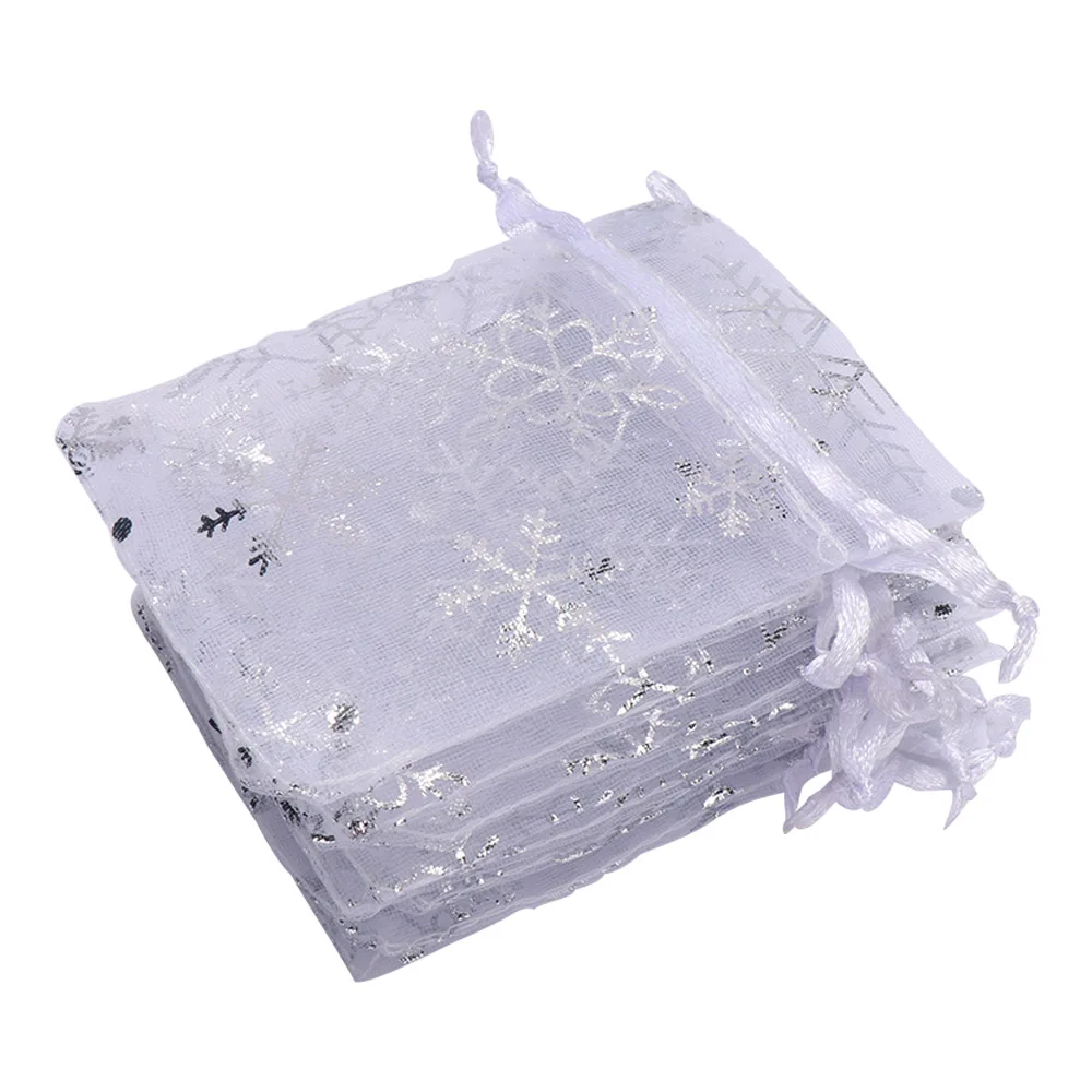 100 шт. прозрачные органзы на шнурке в виде снежинок|Упаковка и стойки для