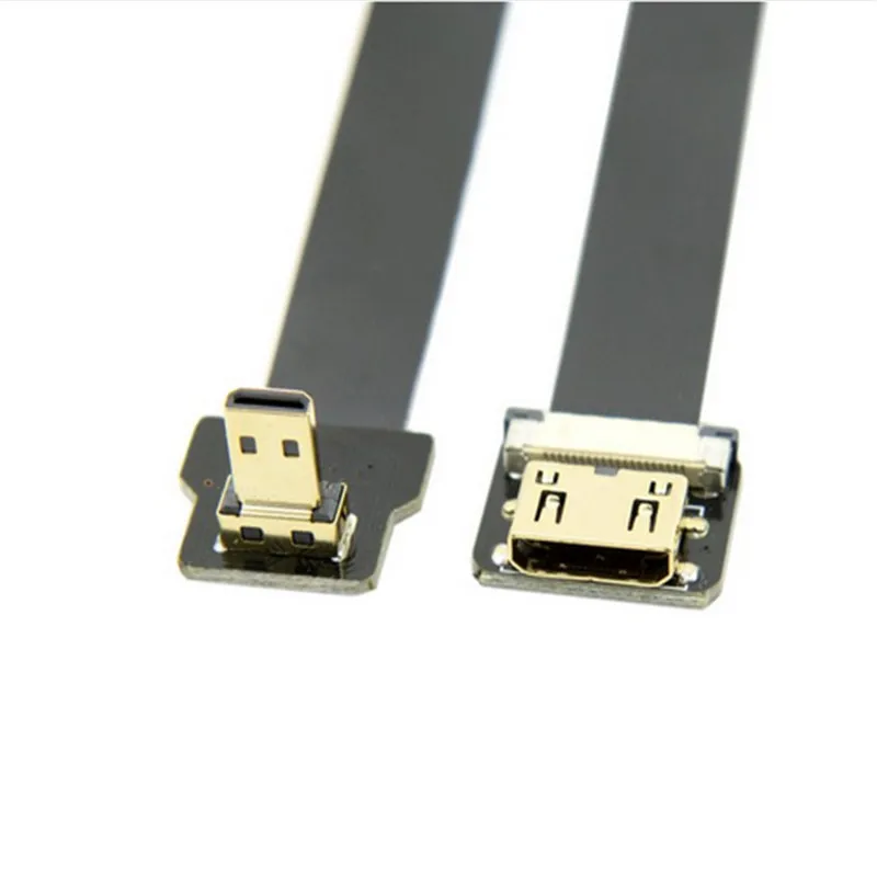 Поворотный плоский кабель 90 градусов FPV Micro HDMI совместимый штекер мини гнездо FPC