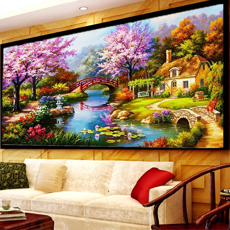 DPF 5d круглая Алмазная картина вышивка крестиком пейзаж маслом каюта подарок