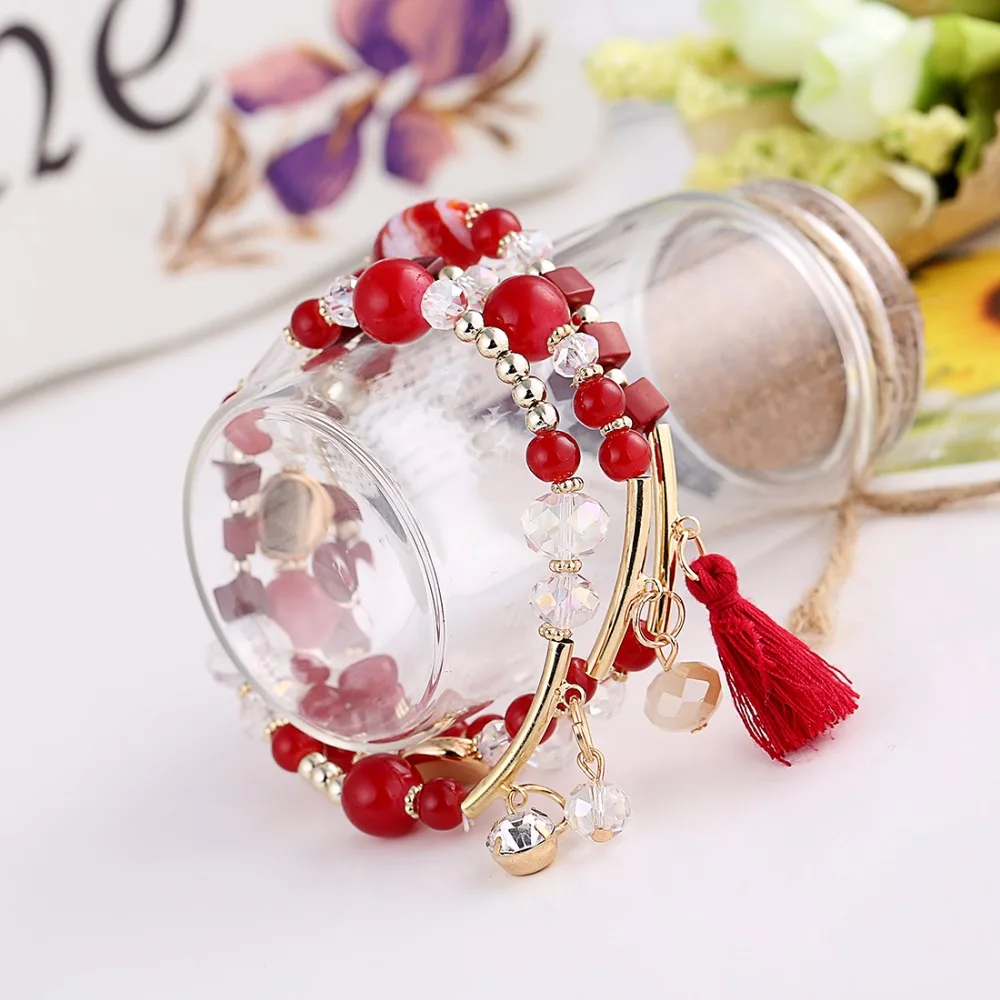 Модный синий бисерный модный браслет из цепочки летние ювелирные изделия