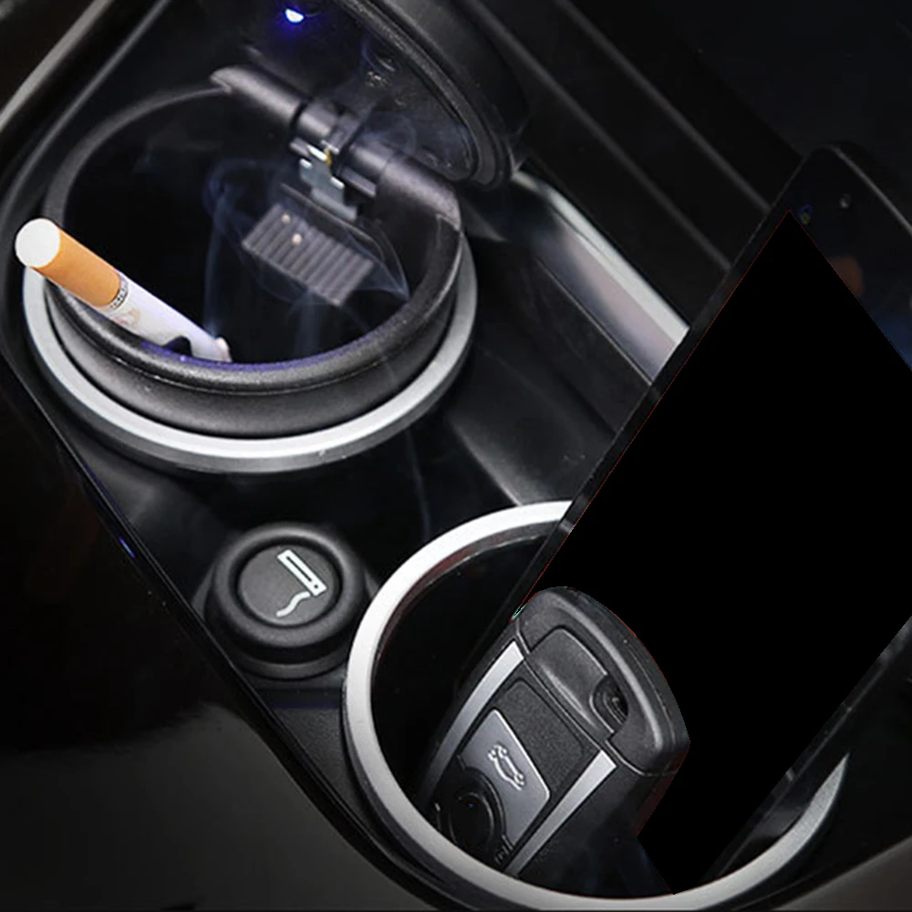 

Car Portable LED Light Car Ashtray Universal Cigarette Cylinder Holder Blue LED Light Smokeless Ashtray Cigarette Holder Luxury