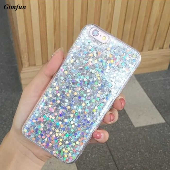 Gimfun розовый синий блестящий чехол для телефона IPhone X мягкий Tpu Прозрачный 5 6 7 8 XS MAX