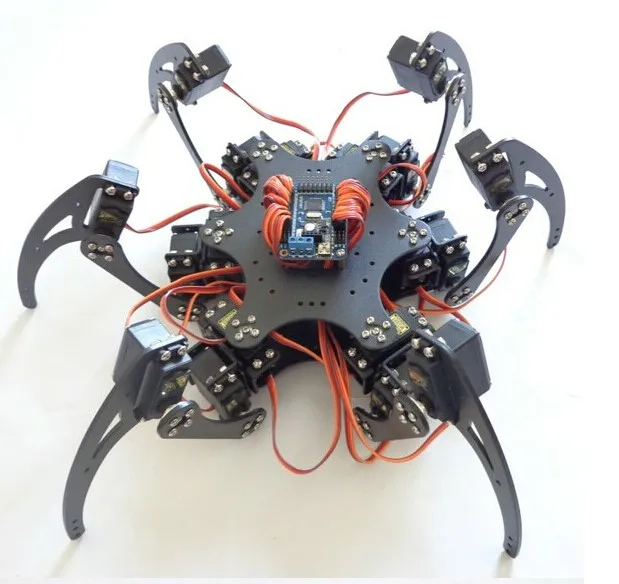 18 DOF Aluminium Metal Hexapod Robot Spider Six Foot/Feet Robotic Frame/Chassis Kit For Arduino Remote Controller DIY Model
