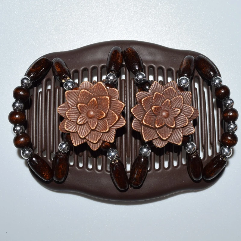 Легкие волшебные деревянные бусины двойная заколка гребень для волос эластичная