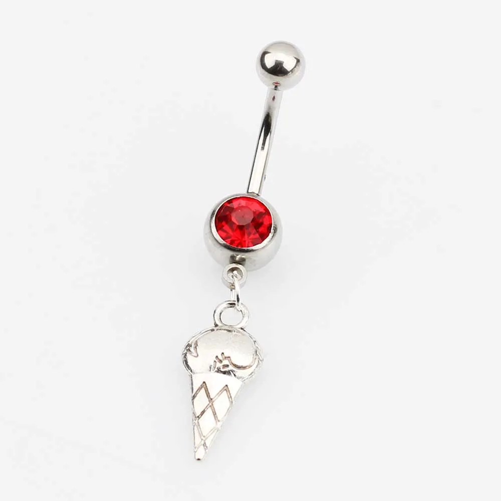 New Summer Ice Cream Navel Nail Cute Body Piercing Crystal Dangle Belly Button Ring Bar Women Girls Jewelry | Украшения и