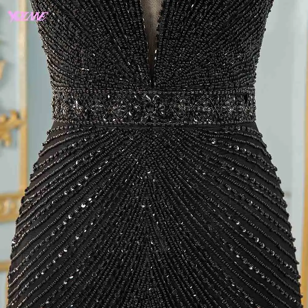 YQLNNE модные черные вечерние платья с русалочкой длинное вечернее платье из тюля