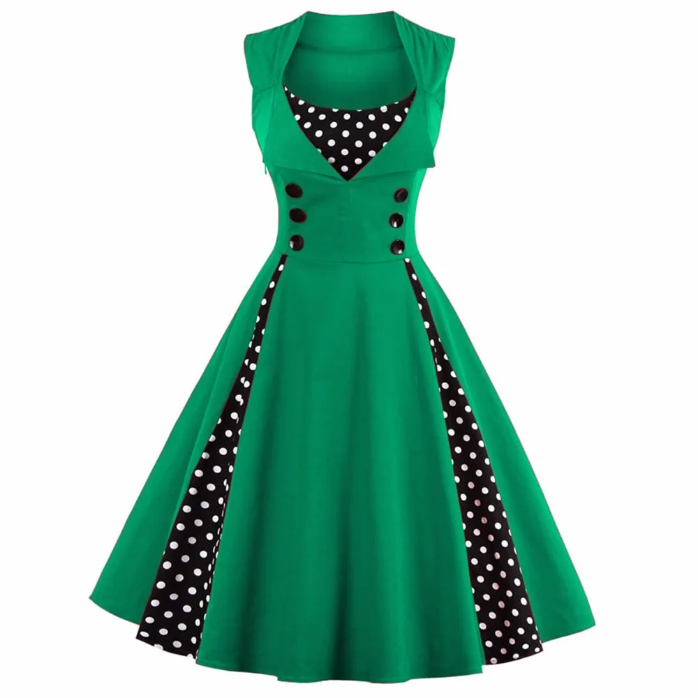 Винтажное платье в горошек 50s 60s Pin Up 5XL женская одежда больших размеров вечернее