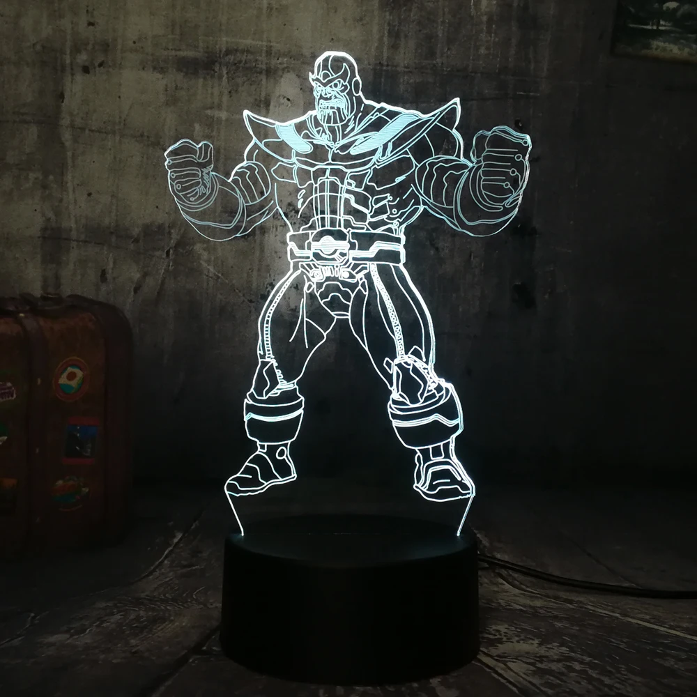 Marvel Мстители Большой злодей танос 3D светодиодный RGB 7 цветов меняющий Ночник